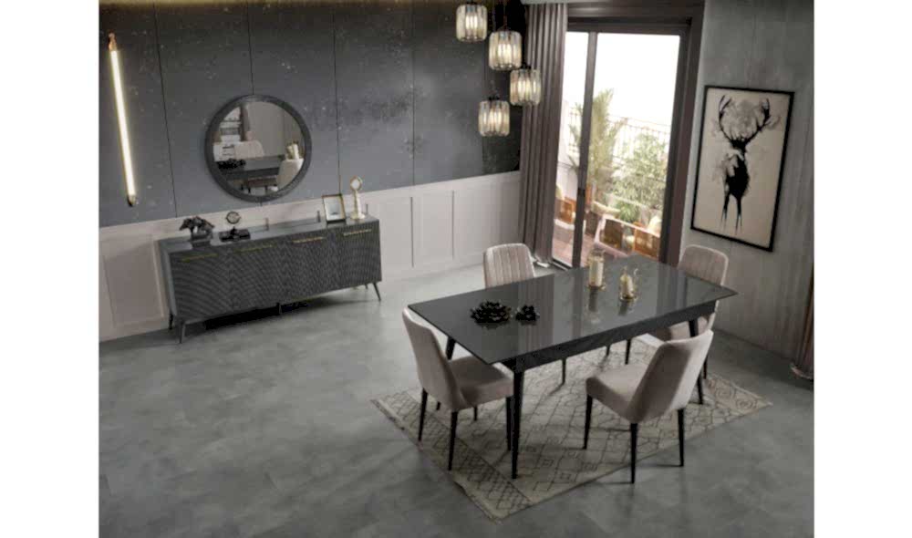 Çırağan Antrasit · Yemek Odası Takımı %100 MDF Çırağan Antrasit · Yemek Odası Takımı %100 MDF